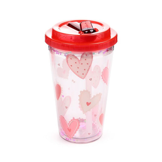 Amore hartjes breukbestendige duurzame dubbelwandige beker