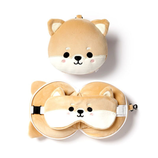 Ty relaxeazzz pluche shiba inu rond reiskussen slaapmask