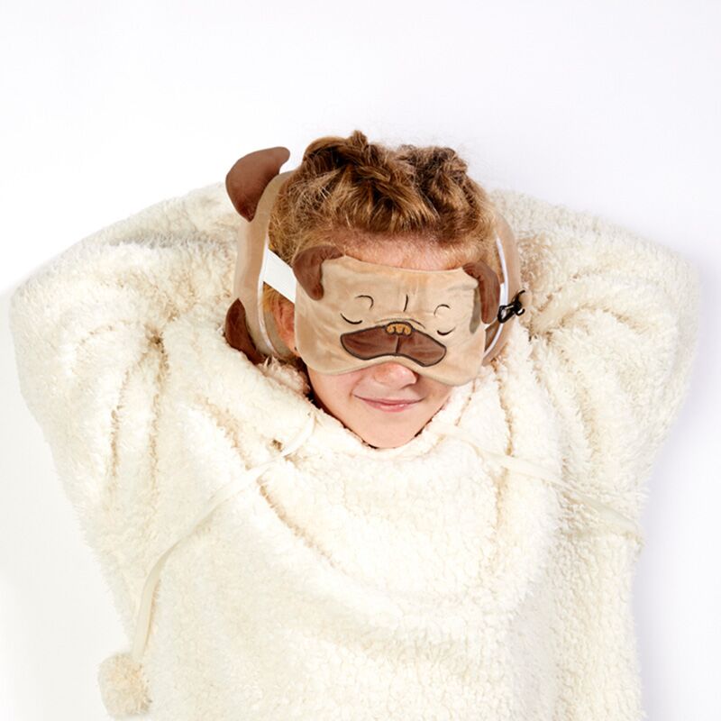 Afbeelding laden in galerijviewer, Ty relaxeazzz mopshond rond pluche reiskussen slaapmasker
