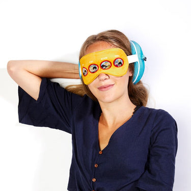 Ty relaxeazzz yellow submarine rond pluche reiskussen slaapmasker