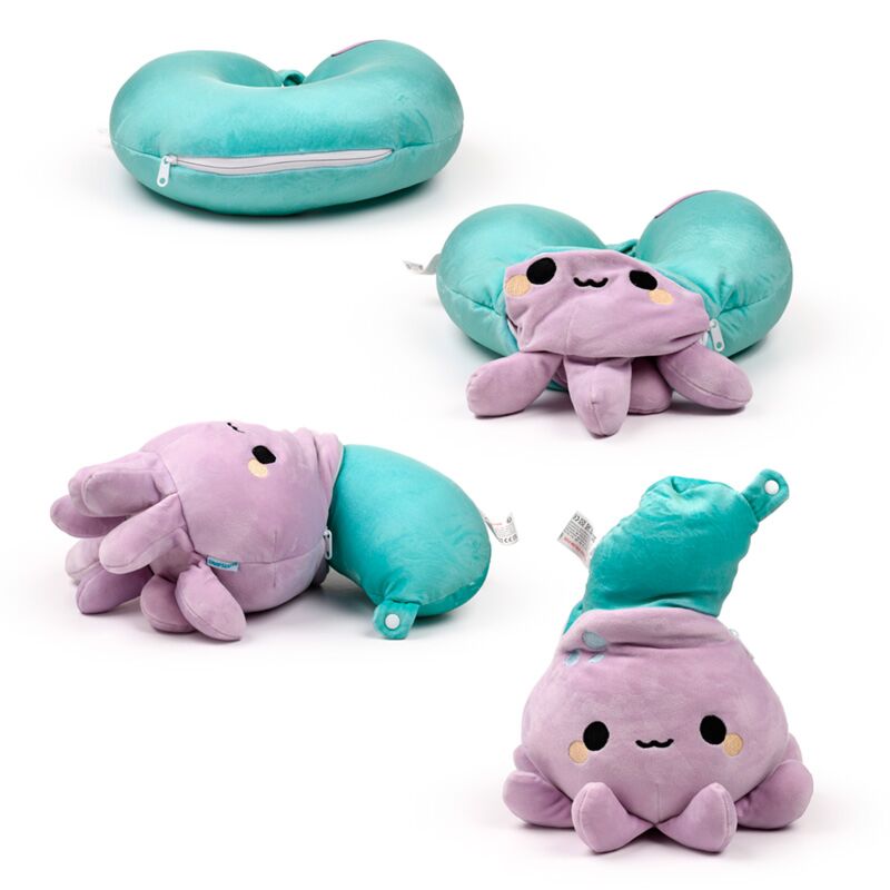 Afbeelding laden in galerijviewer, Swapseazzz adoramals octopus 2-in-1 pluche reiskussen
