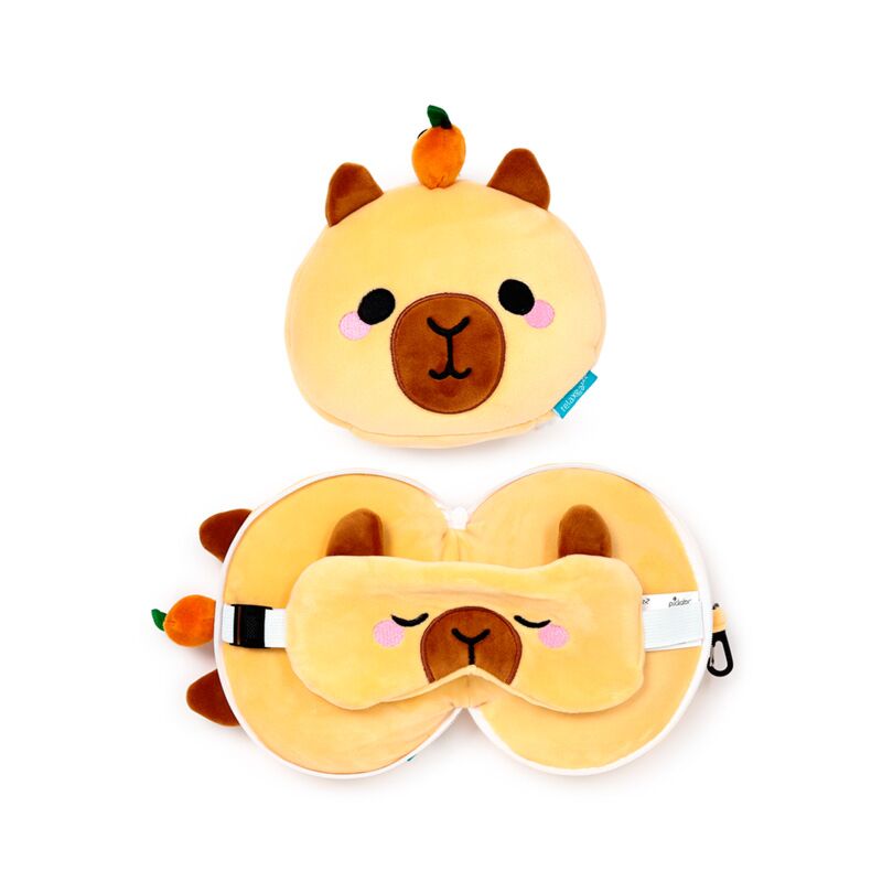 Afbeelding laden in galerijviewer, Ty relaxeazzz duke de capybara reiskussen slaapmasker
