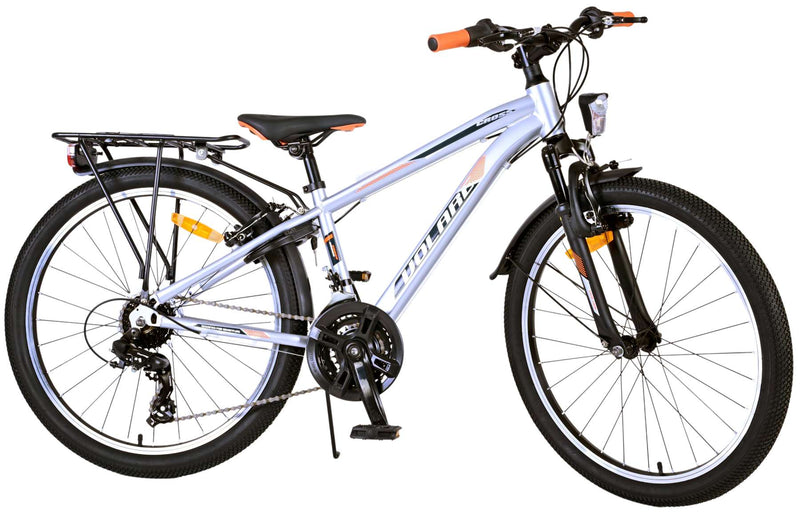 Afbeelding laden in galerijviewer, Volare Cross Kinderfiets Jongens 24 inch Zilver 18 versnellingen Twee handremmen
