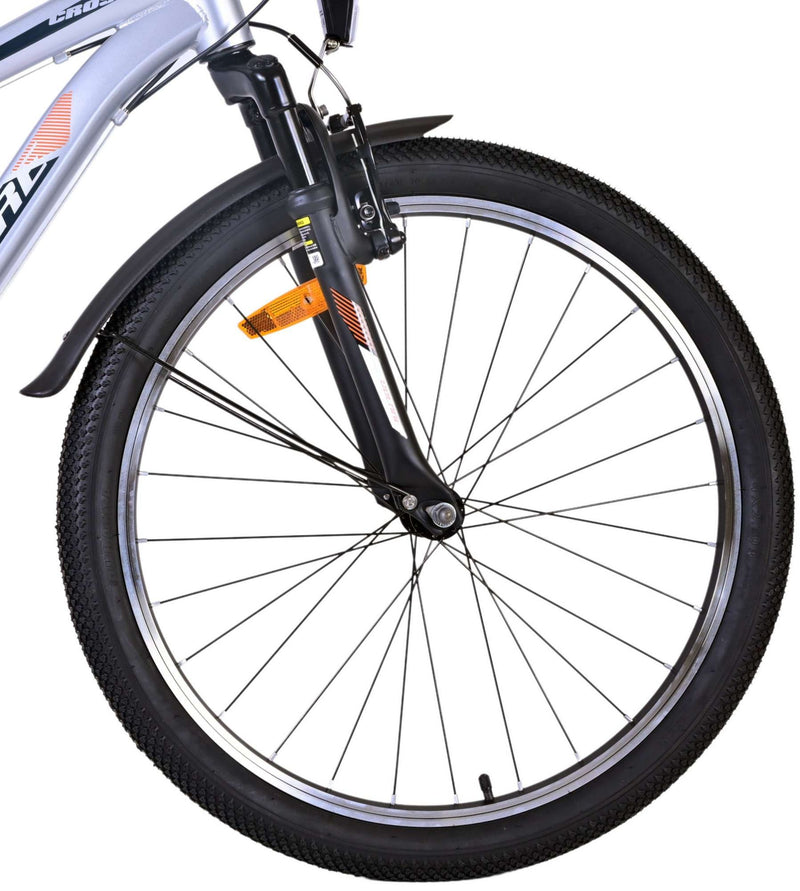 Afbeelding laden in galerijviewer, Volare Cross Kinderfiets Jongens 24 inch Zilver 18 versnellingen Twee handremmen
