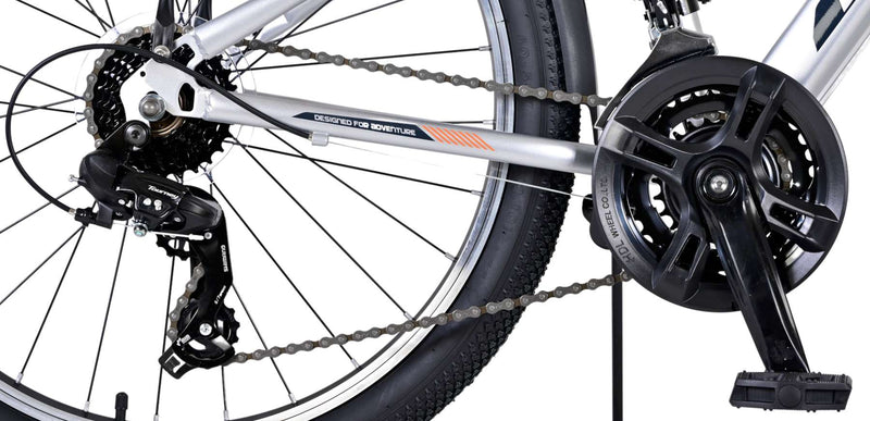 Afbeelding laden in galerijviewer, Volare Cross Kinderfiets Jongens 24 inch Zilver 18 versnellingen Twee handremmen
