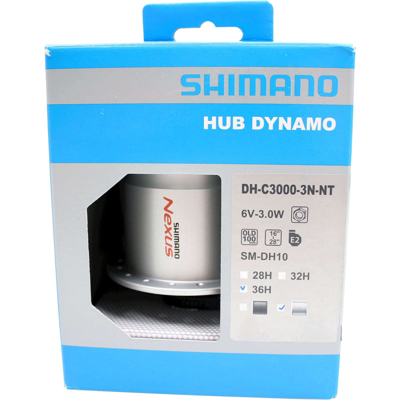 Afbeelding laden in galerijviewer, Shimano Dynamo Naaf 100 36 Zilver Dh-C3000 6V 3.0W Moer
