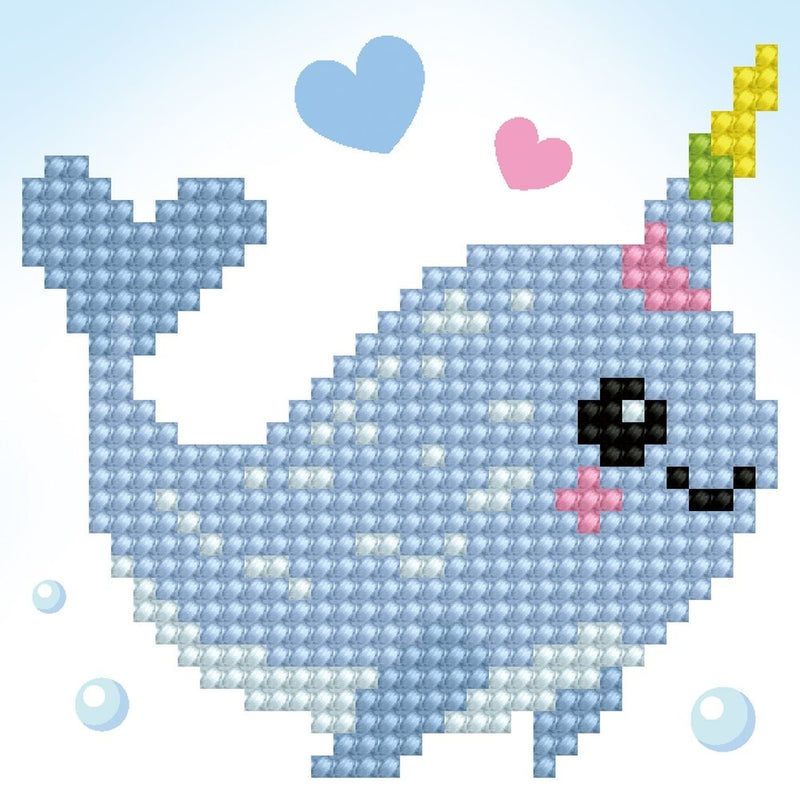 Afbeelding laden in galerijviewer, Magic narwhal diamond dotz in frame: 9x9 cm (dd1.029f)
