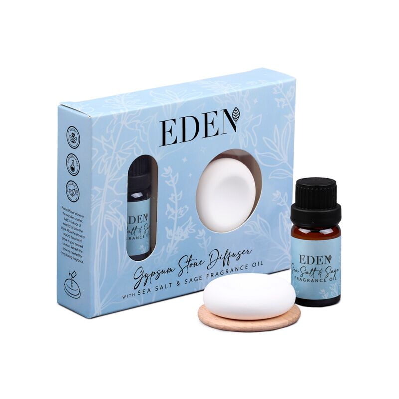 Afbeelding laden in galerijviewer, Eden zeezout salie gipsstenen diffuser en geurolieset
