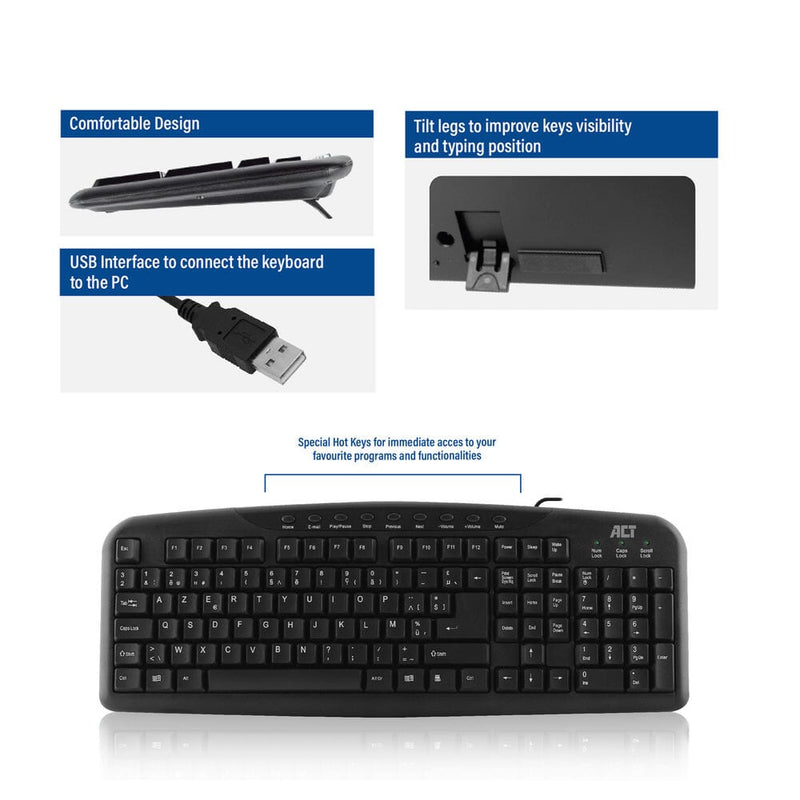 Afbeelding laden in galerijviewer, Act toetsenbord usb, azerty, zwart
