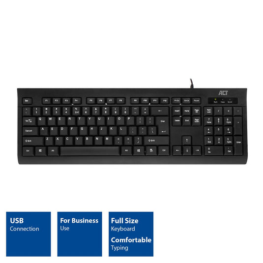 Ty toetsenbord act ac5410 zwart qwer (vs)