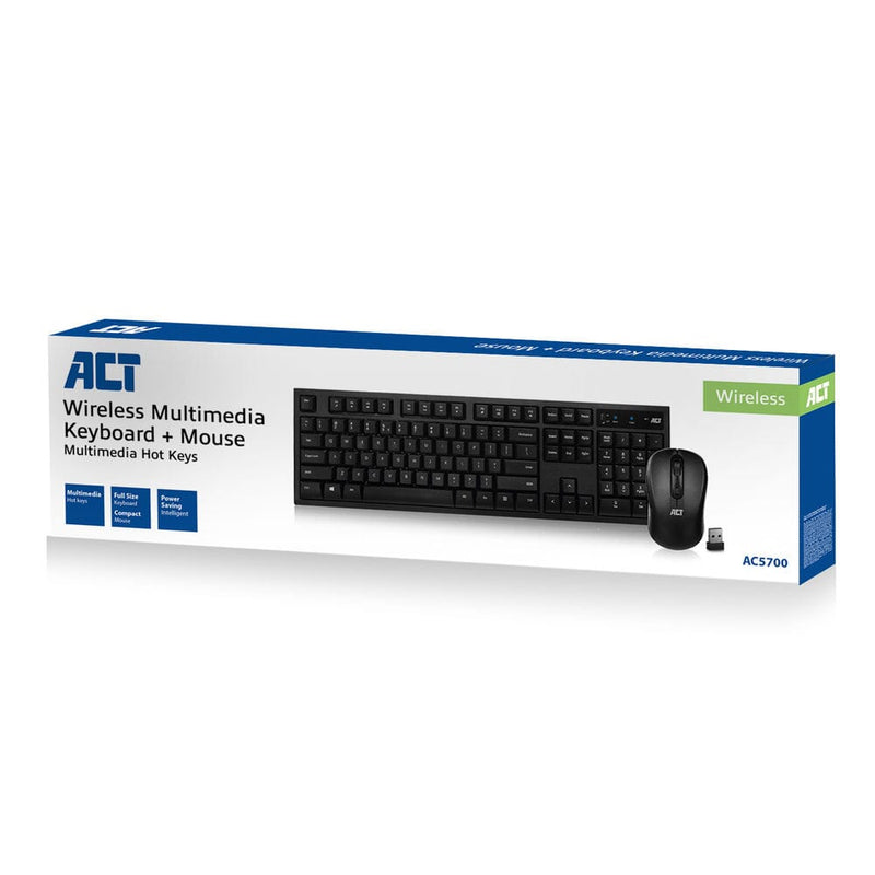 Afbeelding laden in galerijviewer, Act draadloos toetsenbord en muis usb nano ontvanger qwerty
