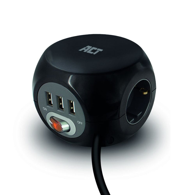 Afbeelding laden in galerijviewer, Act vierkante stekkerdoos (pdu) met 3 sockets type f 1,5m
