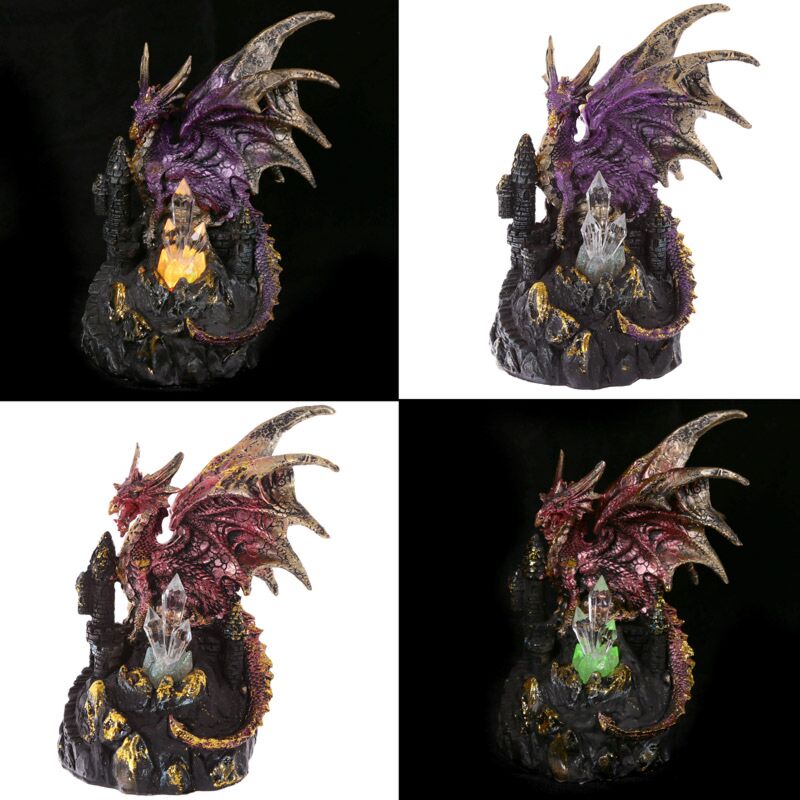 Afbeelding laden in galerijviewer, Dark legends draak op kasteel led kristal
