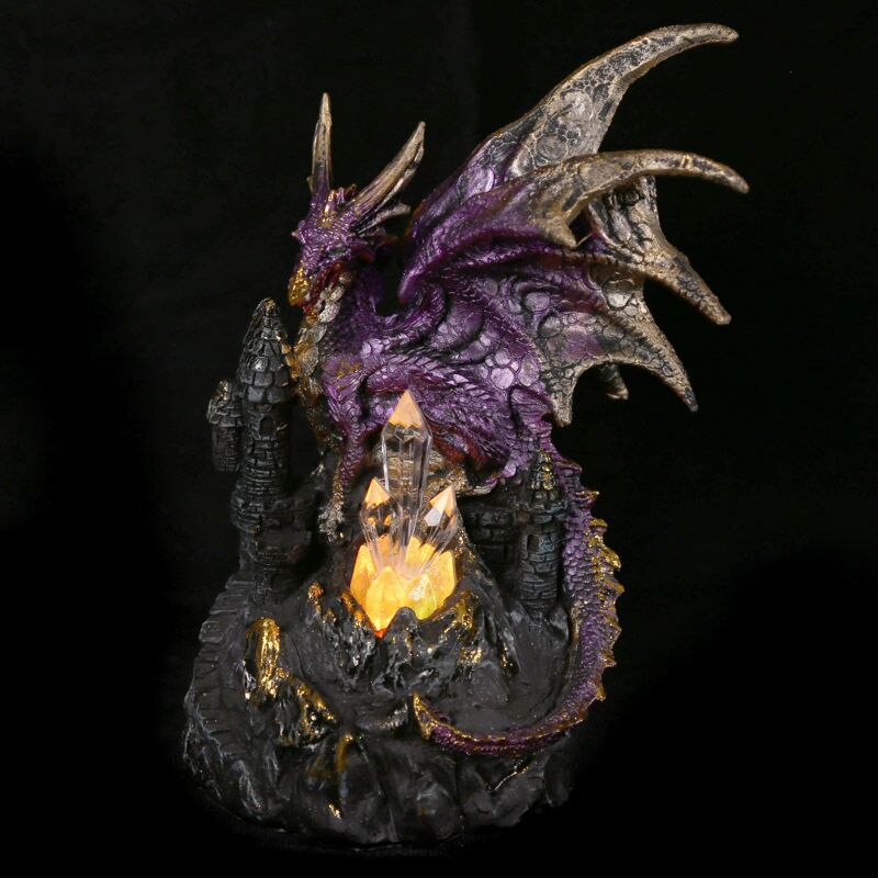 Afbeelding laden in galerijviewer, Dark legends draak op kasteel led kristal
