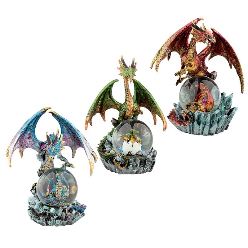 Afbeelding laden in galerijviewer, Dark legends kristallen bol draak sneeuwbol
