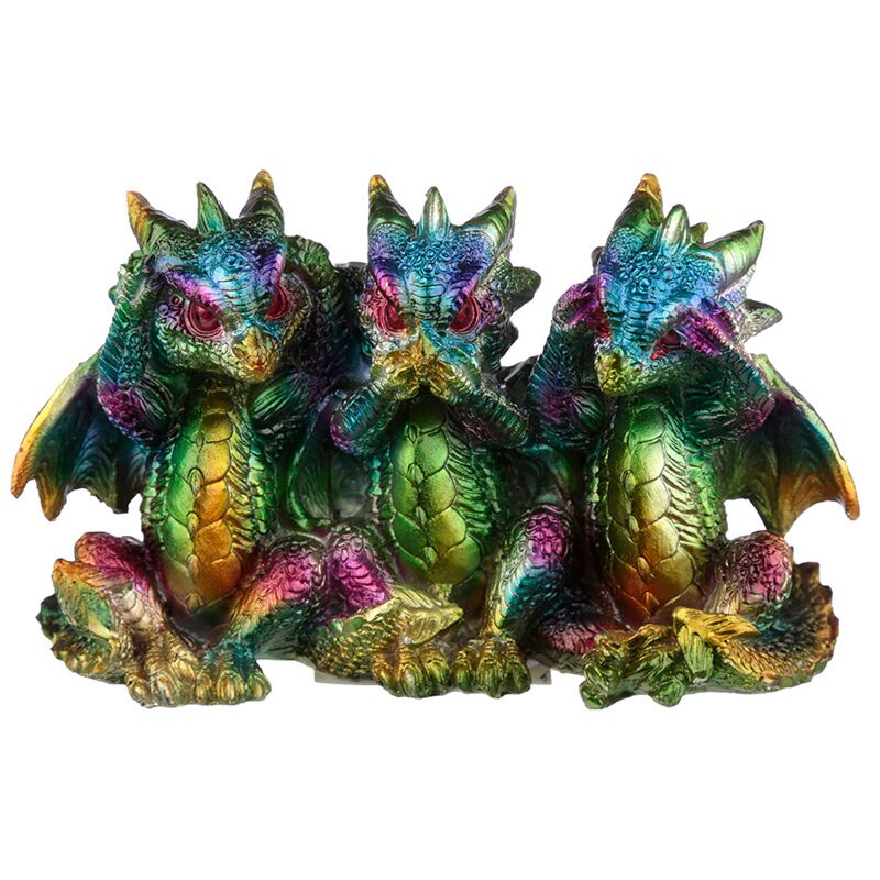 Afbeelding laden in galerijviewer, Regenboog draak metallic horen zien zwijgen
