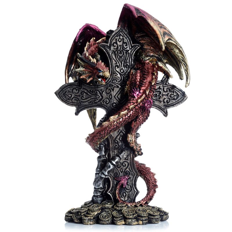 Afbeelding laden in galerijviewer, Dark legends keltisch kruis schatbewaarder draak
