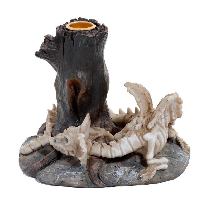 Afbeelding laden in galerijviewer, Shadows of darkness slapende botten drakenskelet kaarsenhouder
