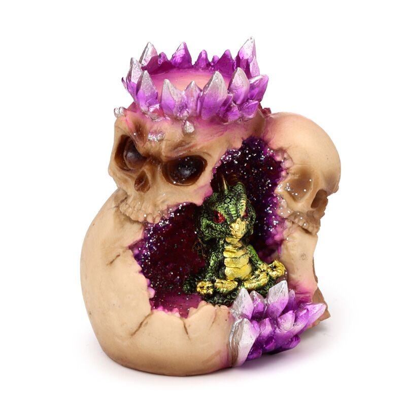 Afbeelding laden in galerijviewer, Elements baby draak kristal schedel waxinelichthouder
