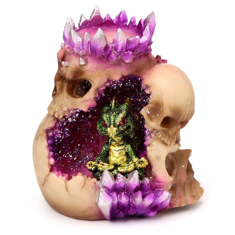 Afbeelding laden in galerijviewer, Elements baby draak kristal schedel waxinelichthouder
