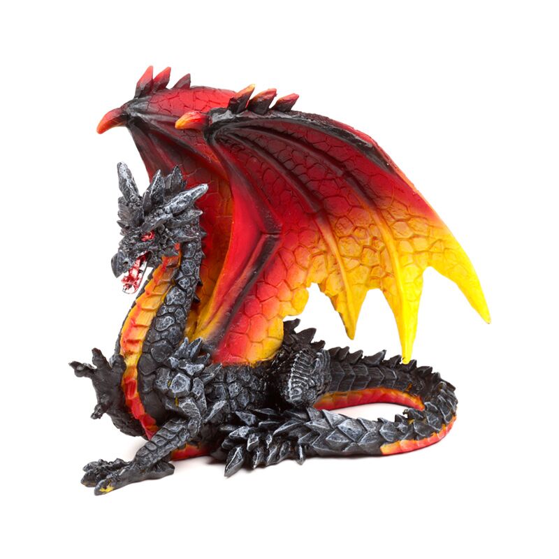 Afbeelding laden in galerijviewer, Dark legends beschermer van de nacht obsidiaan vuur draak 21cm
