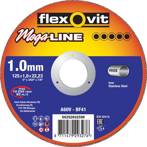 Flexovit dss mega-line 125x1.6x22.23 a46v t41 rvs | 25 stuks