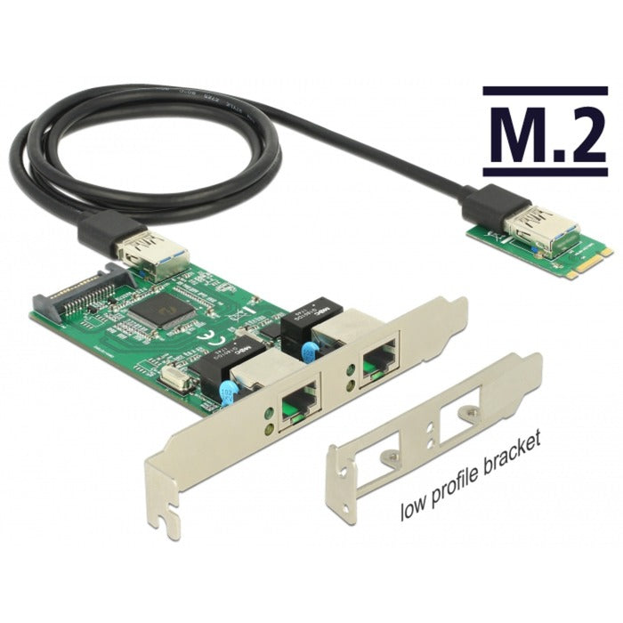 Afbeelding laden in galerijviewer, DeLOCK DeLOCK Converter M.2 Key B+M male > 2 x Gigabit LAN
