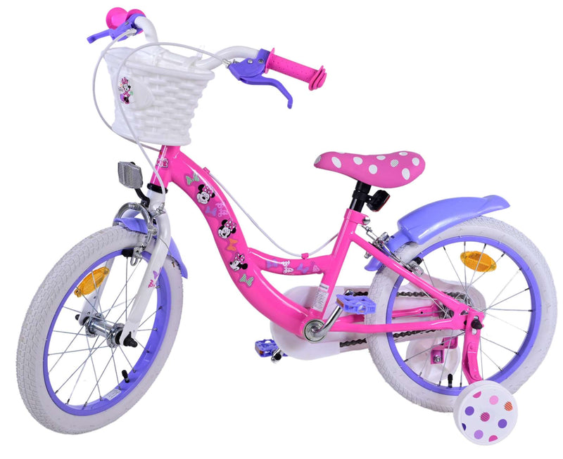 Afbeelding laden in galerijviewer, Disney minnie kinderfiets - meisjes - 16 inch - roze - twee handremmen
