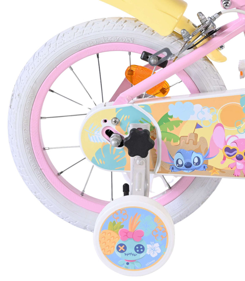 Afbeelding laden in galerijviewer, Stich disney stitch kinderfiets - meisjes - 14 inch - roze - twee handremmen
