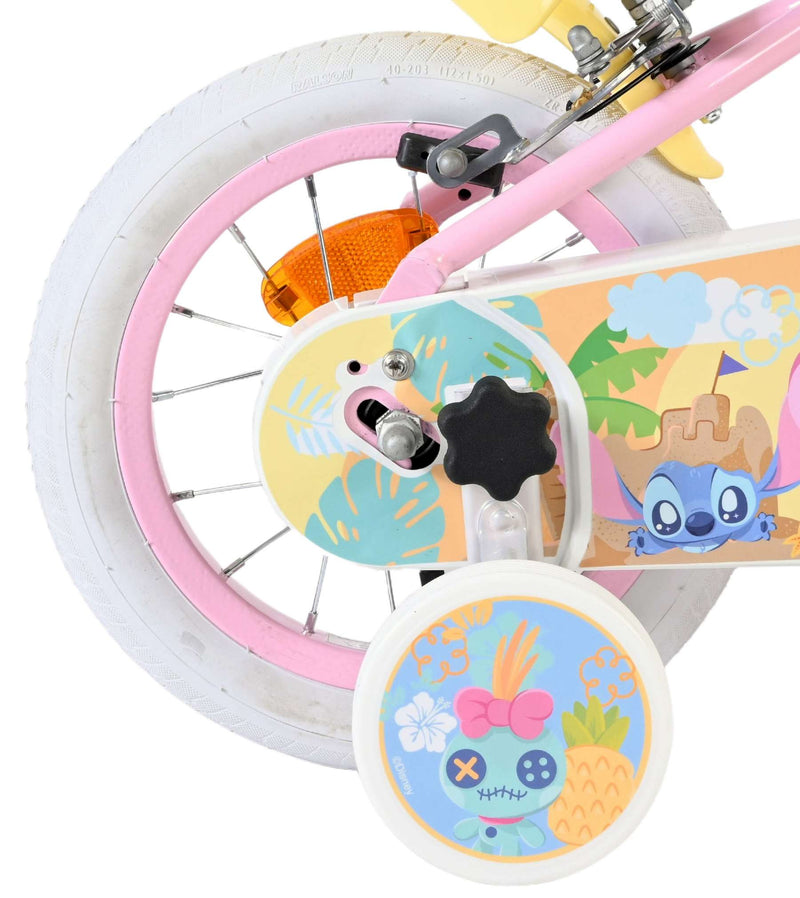 Afbeelding laden in galerijviewer, Stich disney stitch kinderfiets - meisjes - 12 inch - twee handremmen - roze
