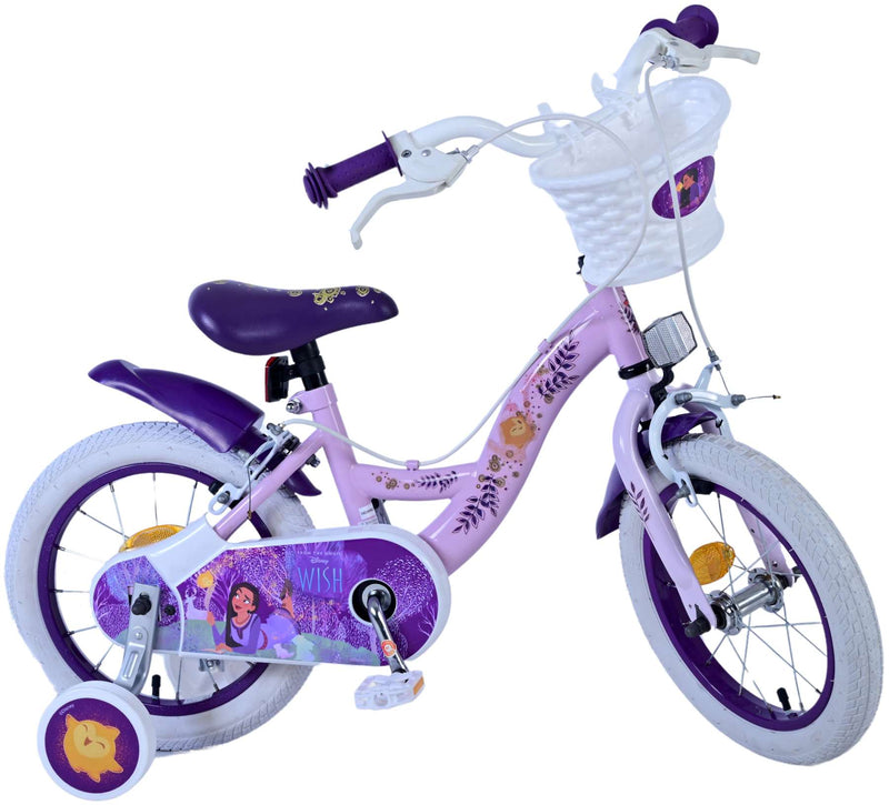 Afbeelding laden in galerijviewer, Wish disney kinderfiets - meisjes - 14 inch - paars - twee handremmen
