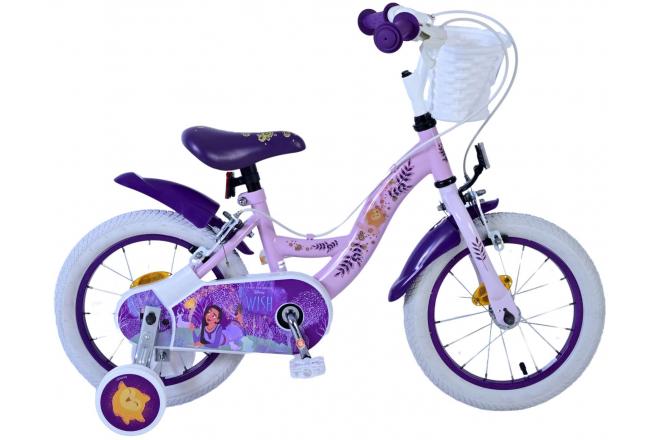 Afbeelding laden in galerijviewer, Wish disney kinderfiets - meisjes - 14 inch - paars - twee handremmen
