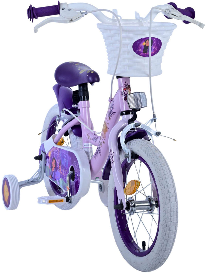Afbeelding laden in galerijviewer, Wish disney kinderfiets - meisjes - 14 inch - paars - twee handremmen
