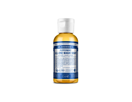 Dr. bronner's vloeibare zeep - pure castile - pepermunt - 60 ml