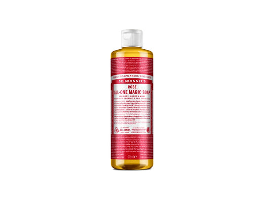 Dr. bronner's vloeibare zeep - pure castile - roos - 475 ml