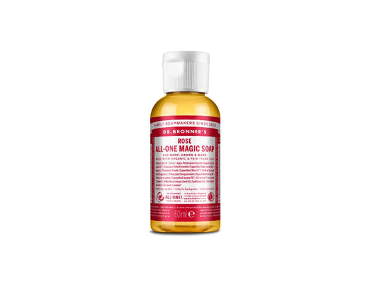 Dr. bronner's vloeibare zeep - pure castile - roos - 60 ml