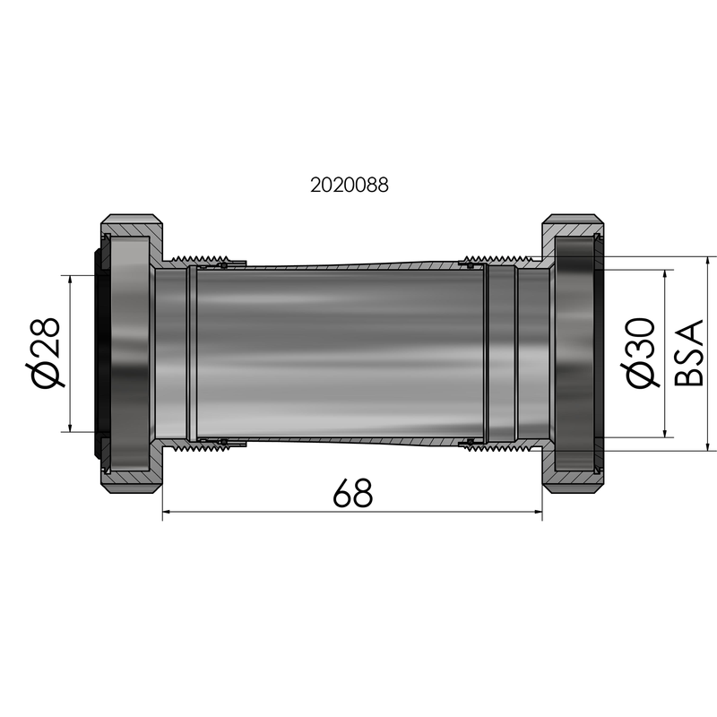 Afbeelding laden in galerijviewer, Trapas Elvedes Thread fit BSA voor Praxis road MTB 68-73 mm
