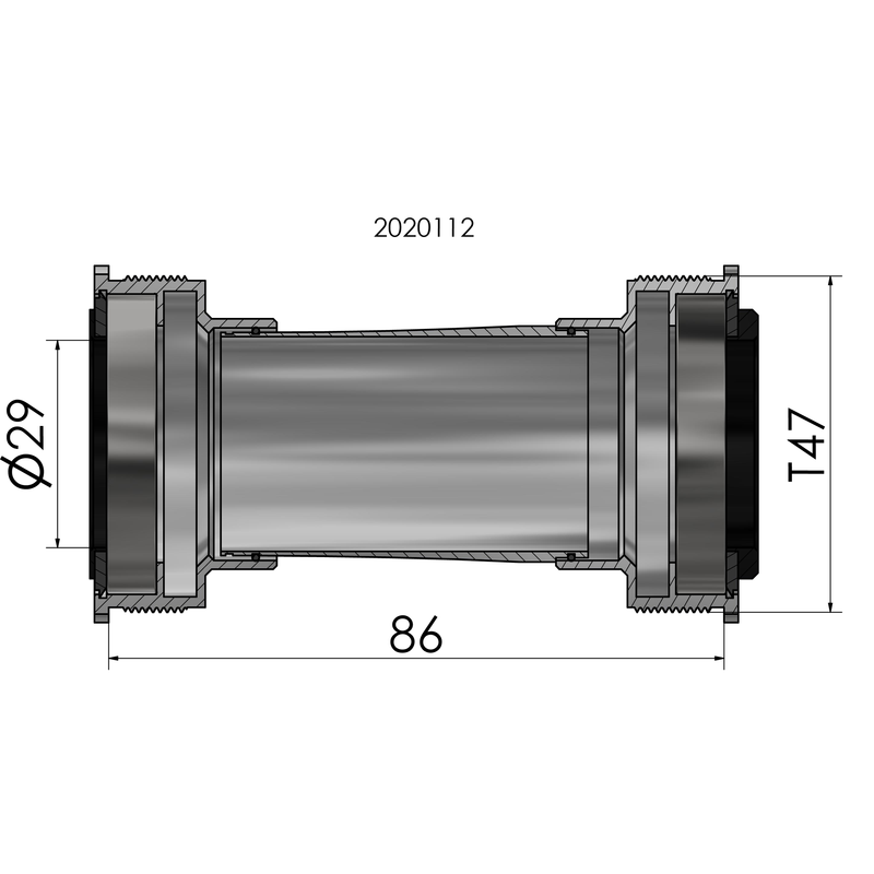 Afbeelding laden in galerijviewer, Trapas Elvedes Thread fit T47 SRAM DUB intern 86 mm
