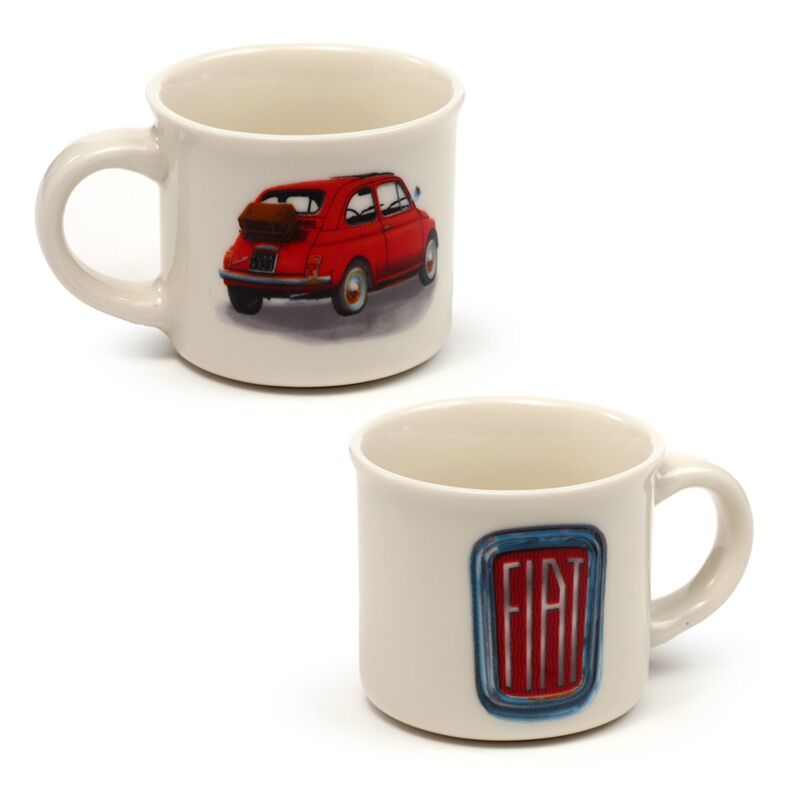 Afbeelding laden in galerijviewer, Fiat 500 set 2 porselein espresso kopjes
