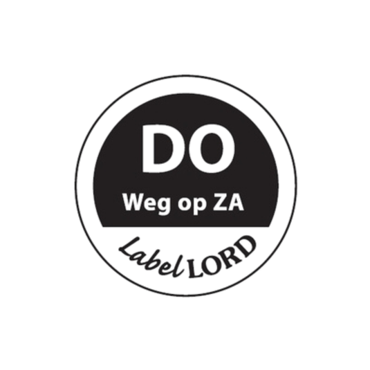 Daymark etiket ‘donderdag weg op zaterdag’ (500 stuks)
