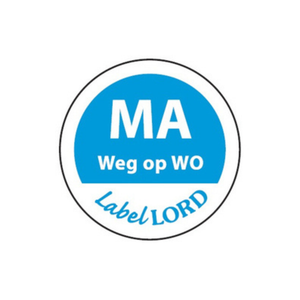 Daymark etiket ‘maandag weg op woensdag’ (500 stuks)