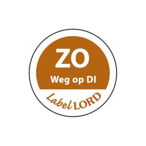 Daymark etiket ‘zondag weg op dinsdag’ (500 stuks)