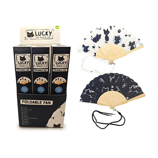 Lucky de zwarte kat opvouwbare handventilator
