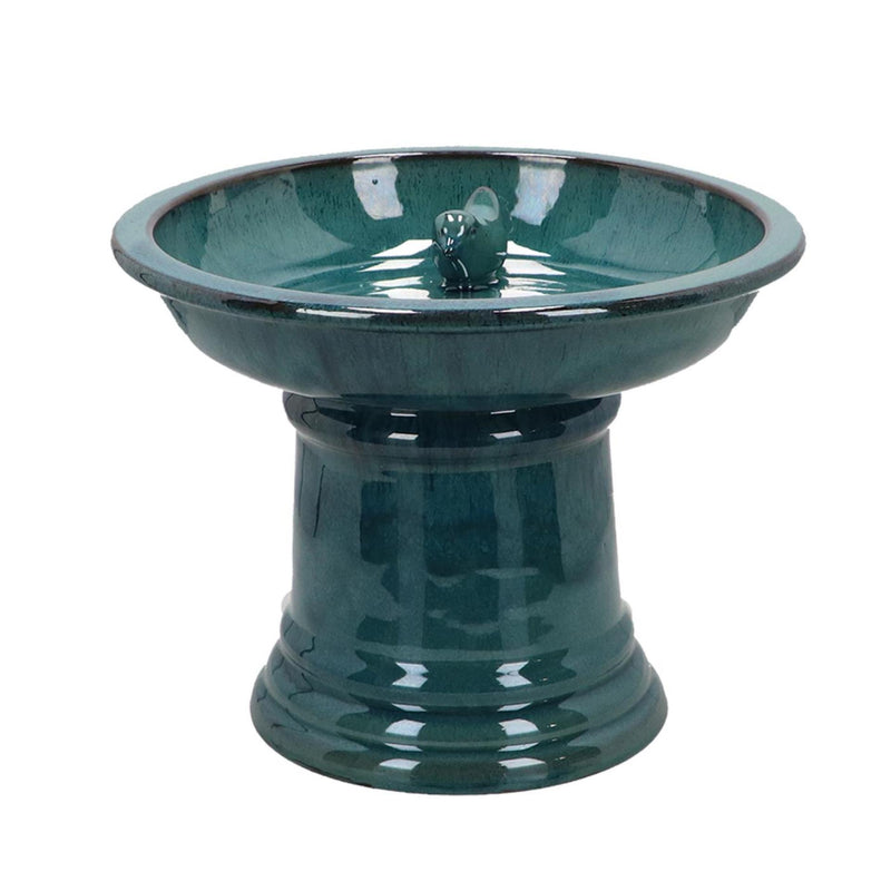 Afbeelding laden in galerijviewer, Esschert design vogelbad op voet petrol ã˜29xh23cm
