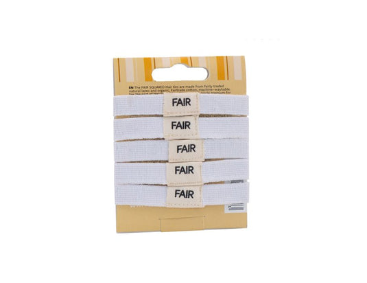 Fair squared haarelastiekjes - plasticvrij - wit - 5st