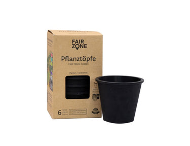 Fairzone plantenpotten - natuurrubber - zwart - 6 stuks