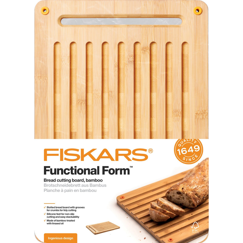 Afbeelding laden in galerijviewer, Fiskars Functional Form Bamboe broodsnijplank
