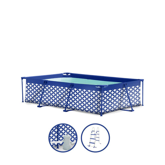 Elegance | donkerblauw wit opzet zwembad 260x160x65 cm incl. accessoires