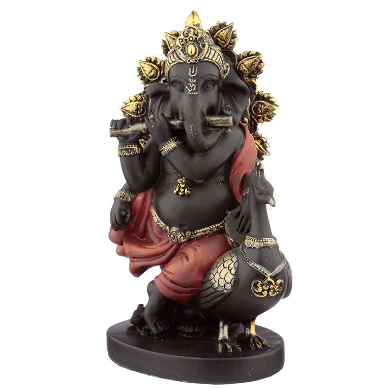 Afbeelding laden in galerijviewer, Ganesh beeldje met pijp en pauwhaan
