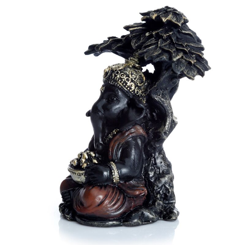 Afbeelding laden in galerijviewer, Zwart goud ganesh zittend onder boom
